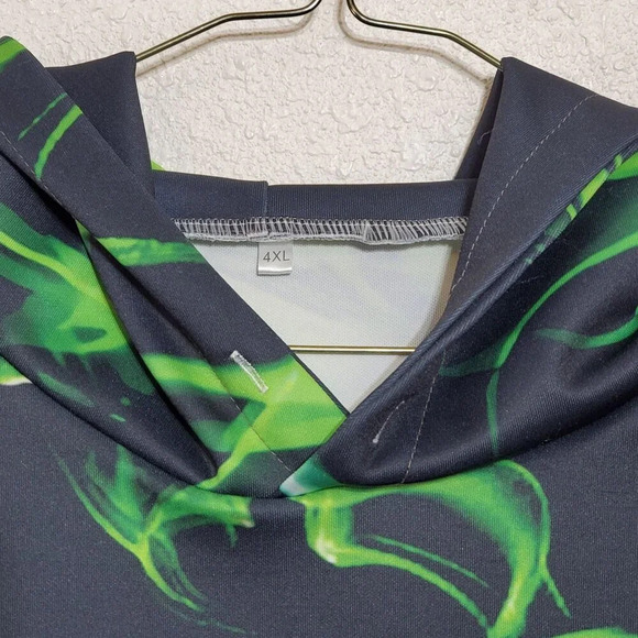 Neon Smoke Smog Print Pullover Hoodie 4XL unisex front pouch pocket psychedelic - Picture 6 of 10